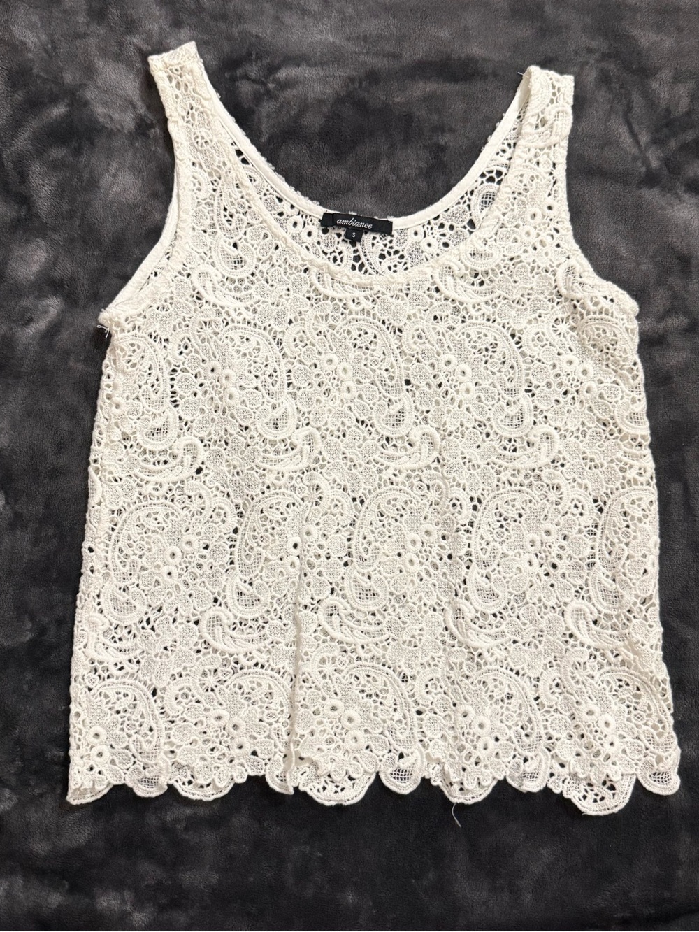 Ambiance White Crochet Lace Tank